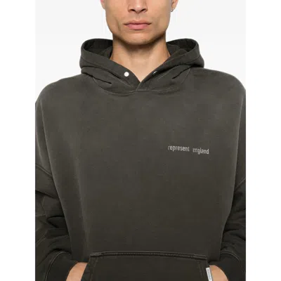 Represent Mens Brand-print Relaxed-fit Cotton Hoody Ash Xs In Gray