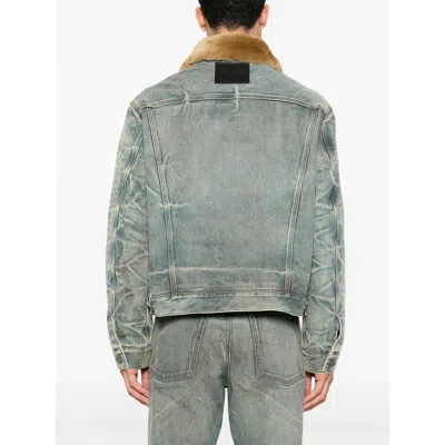 Acne Studios Shearling Collar Denim Jacket In Multi