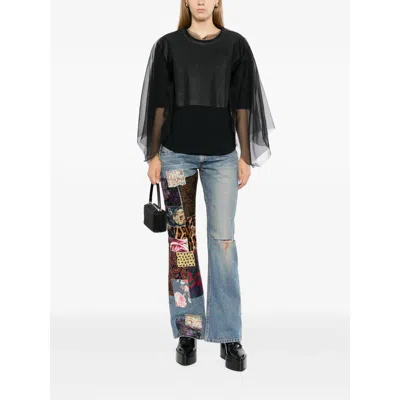 Junya Watanabe Patchwork Distressed Jeans In Blue