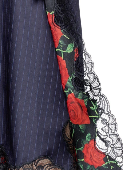 Shop Alexander Wang Lace Trim Tie Front Stripe Wool Dress