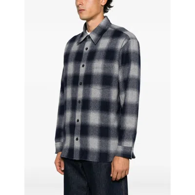 A.p.c. Check-pattern Shirt In Gray
