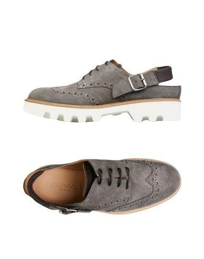 Shop Emporio Armani Laced Shoes In Grey