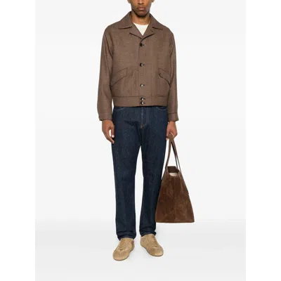 Tagliatore Houndstooth-pattern Button-up Jacket In Brown