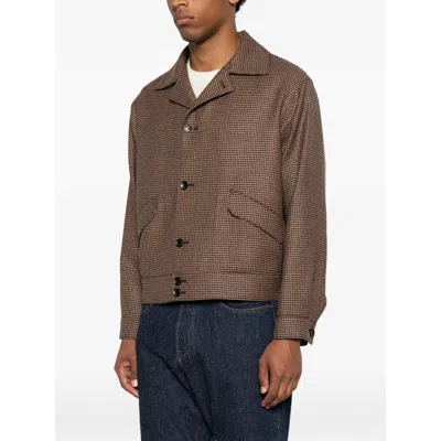 Tagliatore Houndstooth-pattern Button-up Jacket In Brown