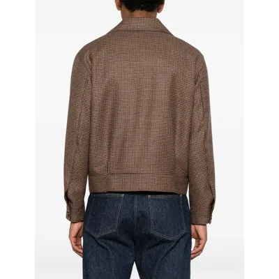 Tagliatore Houndstooth-pattern Button-up Jacket In Brown