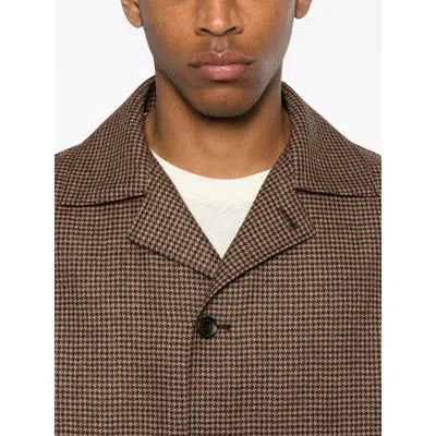 Tagliatore Houndstooth-pattern Button-up Jacket In Brown