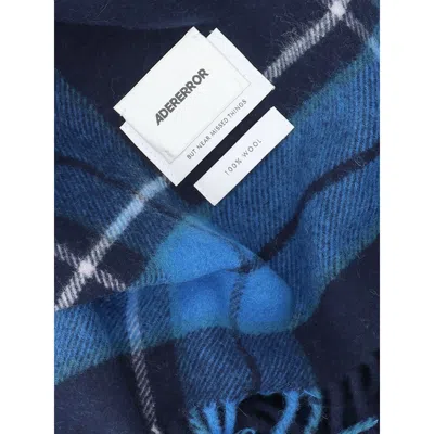 Ader Error Wool Scarf With Statement Logo Aesthetic In Blue
