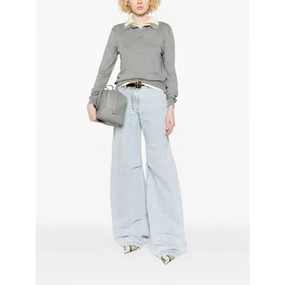 Entire Studios Wide-leg With Front Split Jeans In Blue