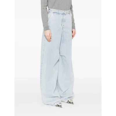 Entire Studios Wide-leg With Front Split Jeans In Blue