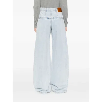 Entire Studios Wide-leg With Front Split Jeans In Blue