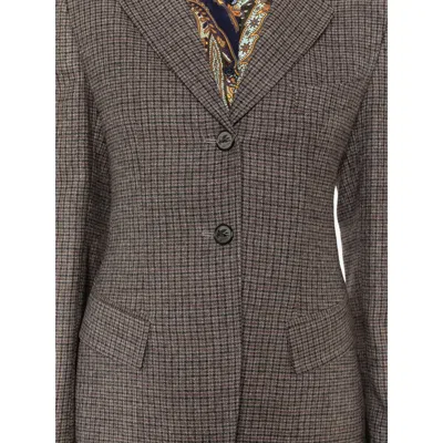 Etro Check-pattern Single-breasted Jacket In Gray