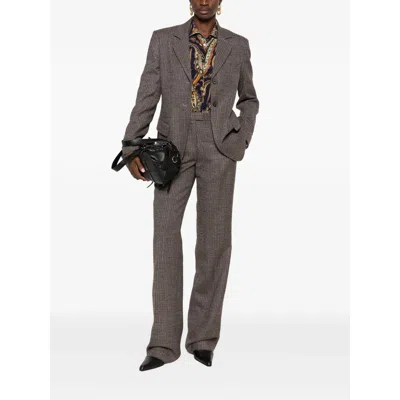Etro Check-pattern Single-breasted Jacket In Gray