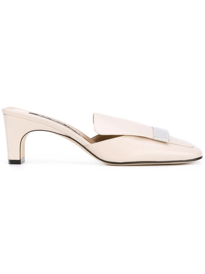 Sergio Rossi Logo Plaque Mules - Neutrals In Neutrals