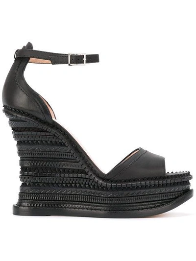 Shop Alchimia Di Ballin Ankle Strap Wedge Sandals In Black