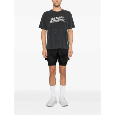 Satisfy Distressed Logo-print T-shirt In Black
