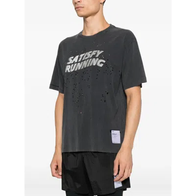 Satisfy Distressed Logo-print T-shirt In Black