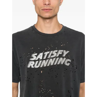 Satisfy Distressed Logo-print T-shirt In Black