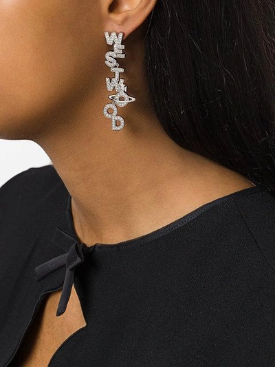 Shop Vivienne Westwood 'soho' Large Letter Stud Drop Earrings In Metallic