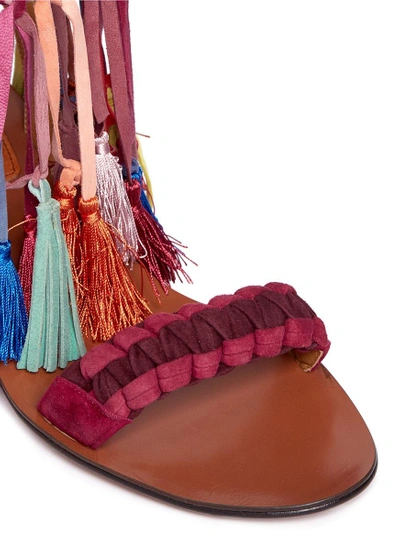 Shop Chloé 'marvin' Tassel Woven Suede Sandals