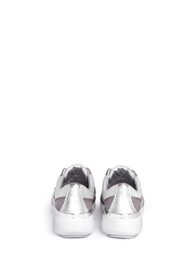 Shop Michael Kors 'skyler' Metallic Knit And Leather Sneakers