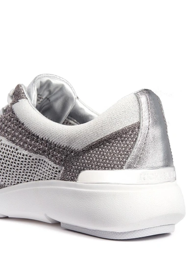 Shop Michael Kors 'skyler' Metallic Knit And Leather Sneakers