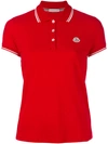 Moncler Contrast Trim Polo Shirt In Red