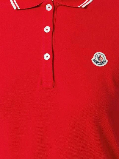 Shop Moncler Contrast Trim Polo Shirt In Red