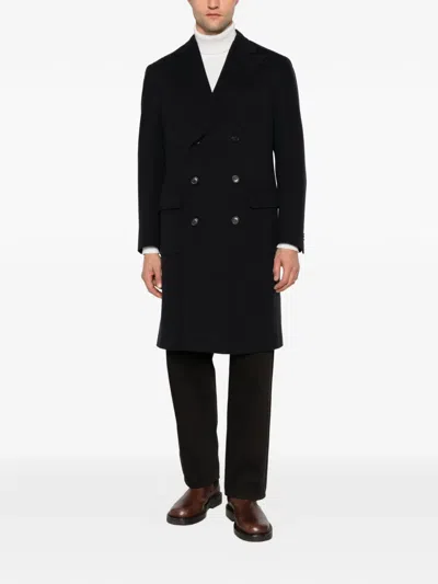 Corneliani Double-breasted Button-fastening Coat In Blue