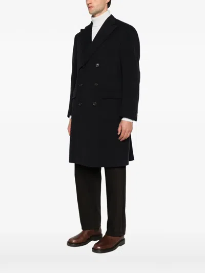 Corneliani Double-breasted Button-fastening Coat In Blue