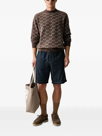 Armani Exchange Regular Fit Pullover In Viscose Blend In Brown