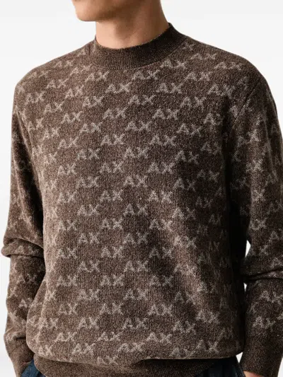 Armani Exchange Regular Fit Pullover In Viscose Blend In Brown