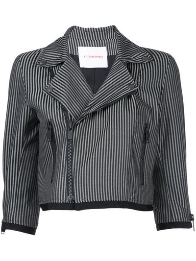 Shop A.f.vandevorst Stripe Cropped Jacket In Grey