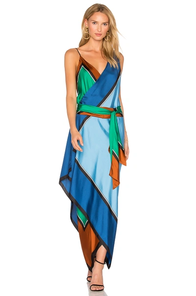 Diane Von Furstenberg Asymmetric Printed Silk Maxi Dress In Multi