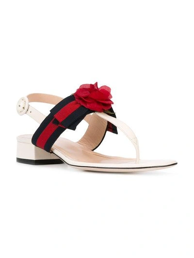 Shop Gucci Floral Web Andals In White