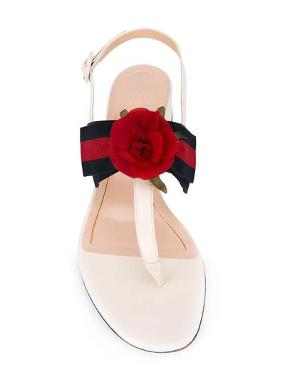 Shop Gucci Floral Web Andals In White