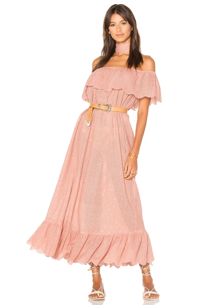 Marysia Off-the-shoulder Ruffled Broderie Anglaise Cotton Dress In Pink