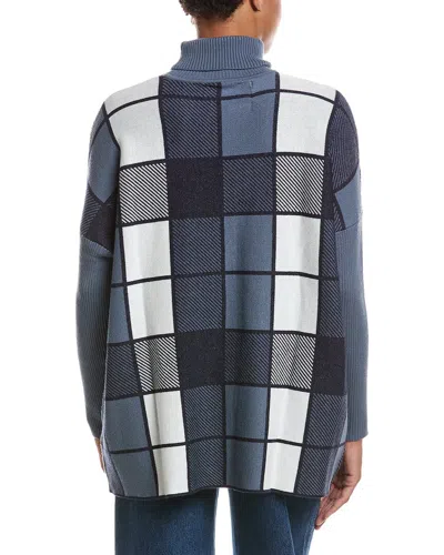 Joseph A . Turtleneck Pullover Poncho In Blue
