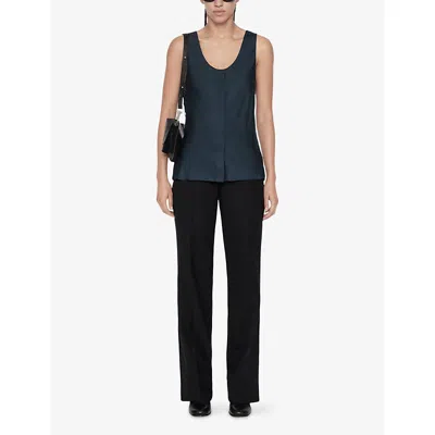 Allsaints Womens Milla Scoop-neck Silk-blend Cami Top Teal Blue In Green