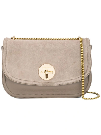 See By Chloé Lois Mini Suede & Leather Chain Clutch In Motty Grey