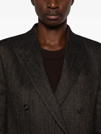 Tagliatore Doublebreasted Jacket With Herringbone Pattern In Gray