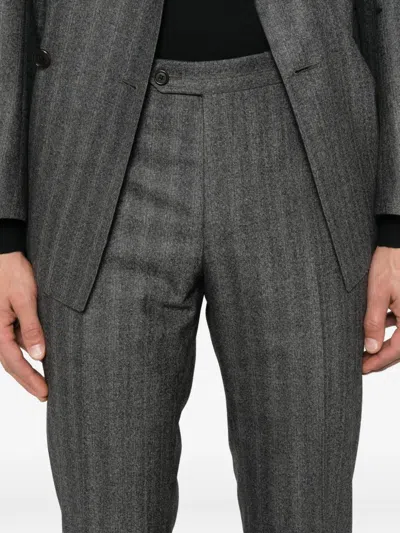 Corneliani Herringbone Double-breasted Suit In Gray