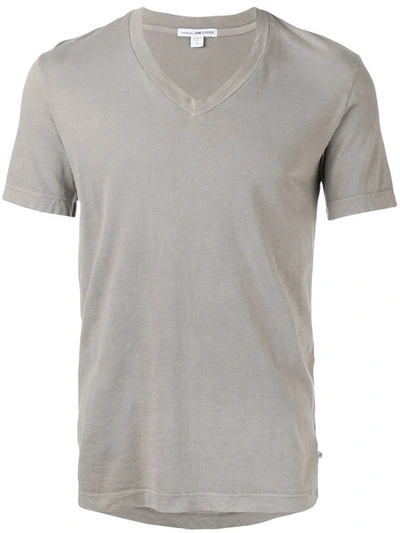 James Perse V-neck Cotton T-shirt In Grey