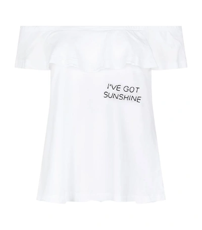 Wildfox Marino Off-the-shoulder T-shirt In White
