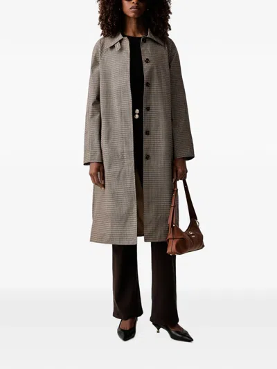 Morgan Houndstooth-pattern Belted Coat In Gray