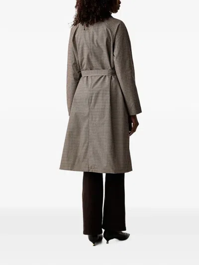 Morgan Houndstooth-pattern Belted Coat In Gray