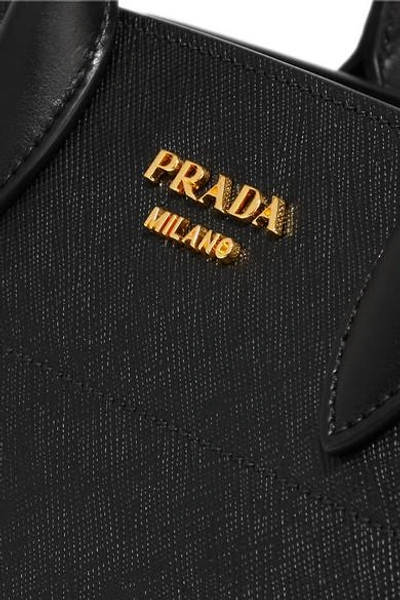 Shop Prada Driade Textured-leather Tote In Black