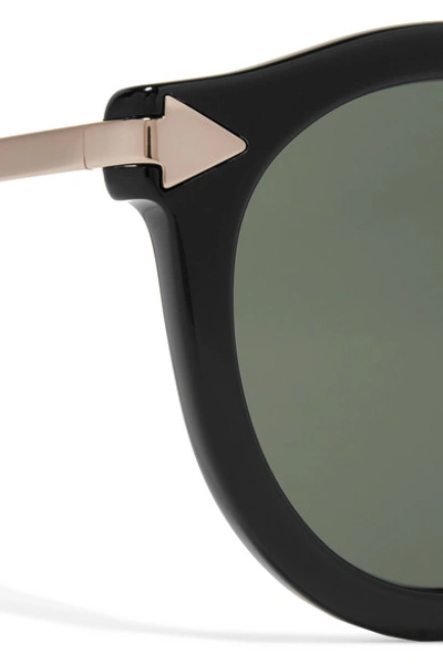 Shop Karen Walker Harvest Round-frame Acetate And Silver-tone Sunglasses In Black