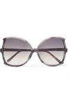 LINDA FARROW Oversized butterfly-frame marbled acetate sunglasses