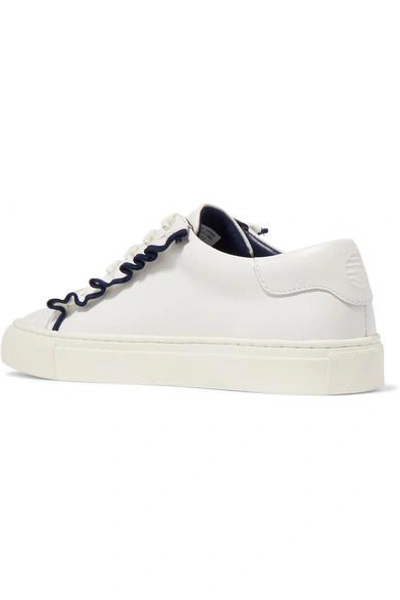 Shop Tory Burch Ruffled Leather Sneakers In White