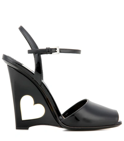 Shop Prada Patent Leather Sandals In Eero+oro